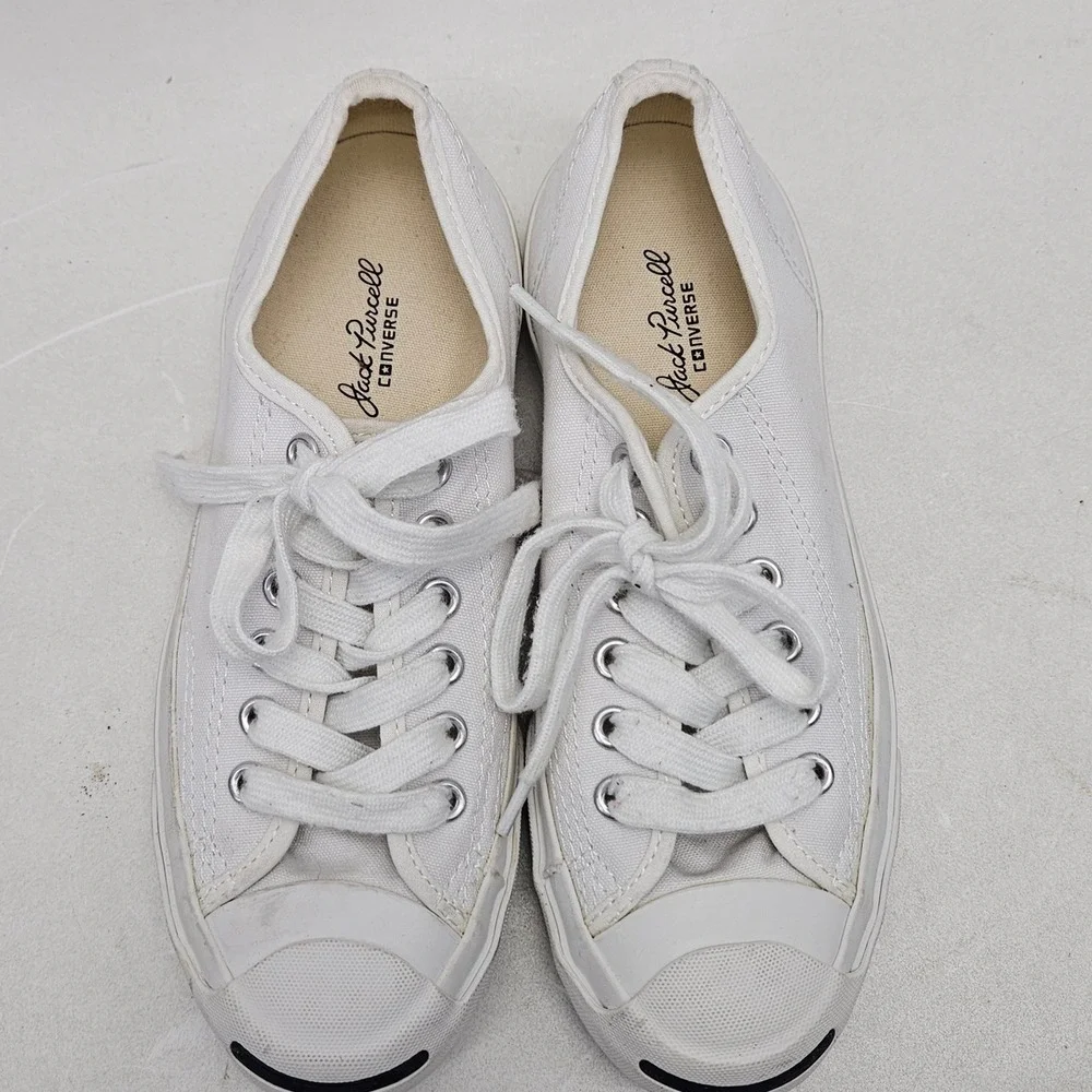 Converse Jack Purcell White Canvas Low Top Sneakers Womens 5 Youth 3.5 5Q698